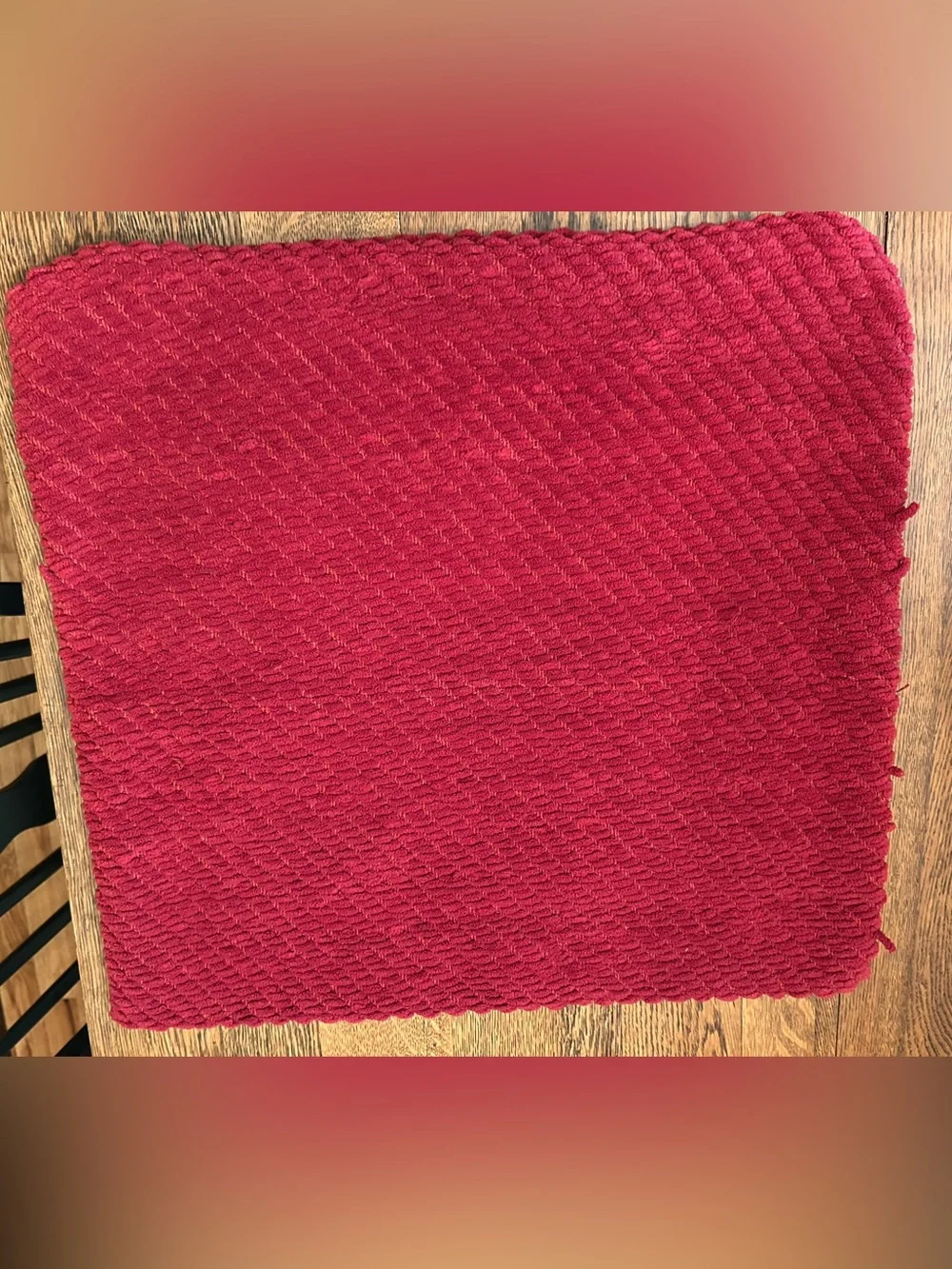 Pottery Barn Burgandy Red Decorative Pillow Cover w/Chenille Woven Texture 20x20